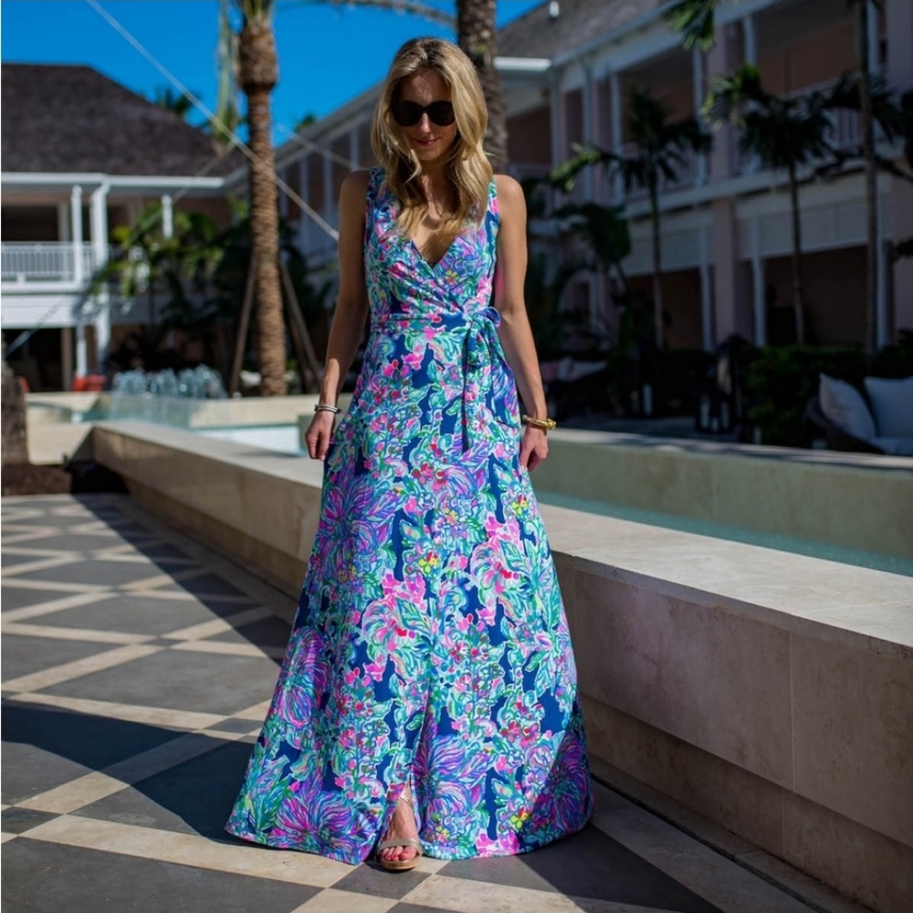 Lilly Pulitzer Delfina Maxi Wrap Dress in Exotic Escapade